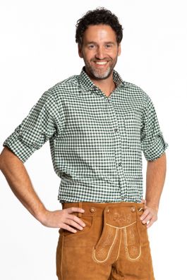 Trachtenhemd Groen Geblokt - 3XL