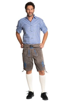 Lederhose Gaudi Kort Bruin/Blauw