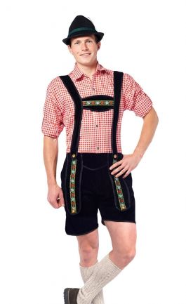 Lederhose Johann Zwart Kort - XL