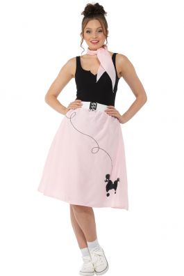 Light Pink Poodle Skirt & Necktie - S