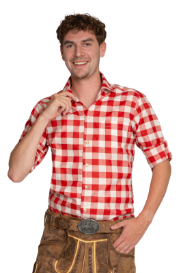 Trachtenhemd Anton Rood/Wit - 3XL/58