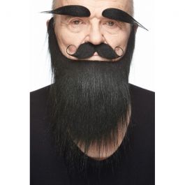 Medieval King Mustache, Beard & Eyebrows Black - 6 Pack