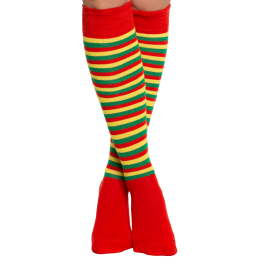 Knee Socks Red/Yellow/Green - 6 Pairs - One-Size