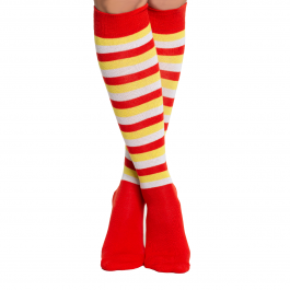 Knee Socks Red/White/Yellow - 6 Pairs - One-Size