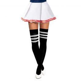 Cheerleader Knee Socks Black/White - 6 Pairs - One-Size