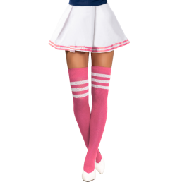 Cheerleader Knee Socks Neon Pink/White - 6 Pairs - One-Size