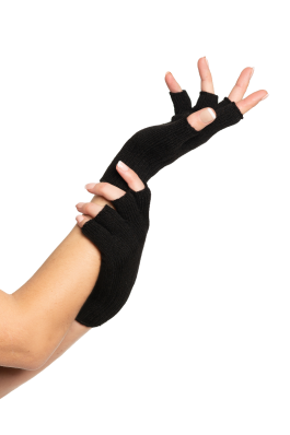 Fingerless Gloves Black - 6 Pairs - One-Size