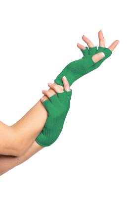 Fingerless Gloves Green - 6 Pairs - One-Size