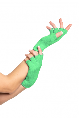 Fingerless Gloves Neon Green - 6 Pairs - One-Size