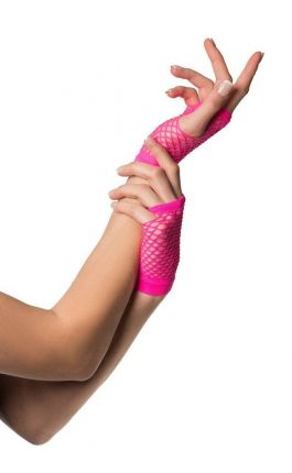 Vingerloze Handschoenen Kort Visnet Neon Pink - 6 Pack