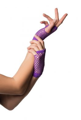 Fingerless Gloves Short Fishnet Purple