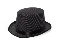 Top Hat Black Striped Satin - 6 Pack