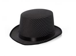 Top Hat Black Striped Satin