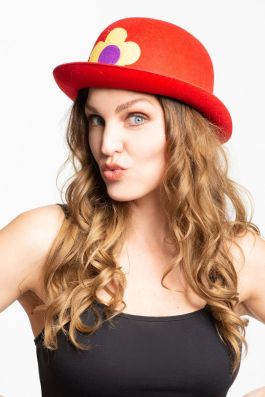 Clown Bolhoedje Rood Vilt - 6 Pack