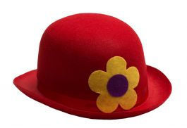 Clown Bowler Hat Red Felt - 6 Pack