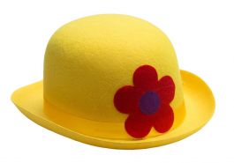 Clown Bowler Hat Yelllow Felt - 6 Pack