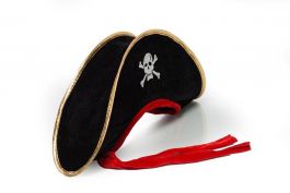 Piraten Hoed Zwart/Rood - 6 Pack
