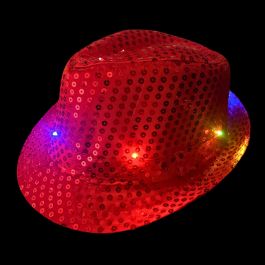 Pailletten Hoedje Rood met Licht incl Batterijen
