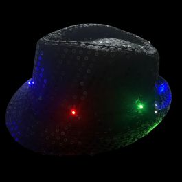 Pailletten Hoedje Zwart met Licht incl Batterijen