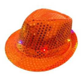 Pailletten Hoedje Oranje met Licht incl Batterijen