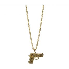 Necklace Gold Metal Gun - 6 Pack