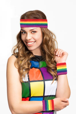 Set Hoofdband/Polsbandjes Regenboog