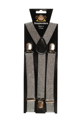Suspenders Shiny Silver - Width 2,5 cm - 6 Pack