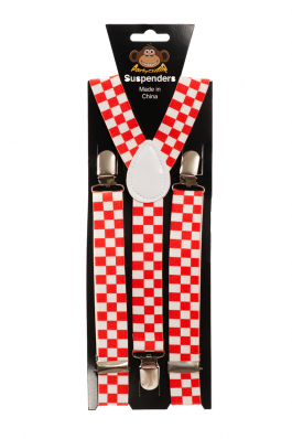 Bretels Rood/Wit Geblokt - 2,5 cm