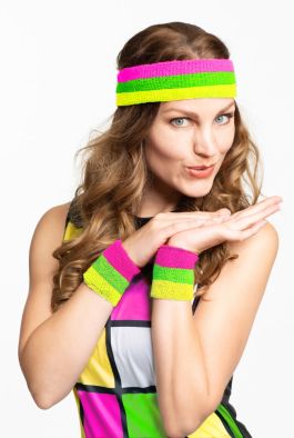 Set Hoofdband/Polsbandjes Neon Multicolour