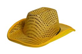 Cowboy Hoed Pailletten met licht incl Batterijen Goud
