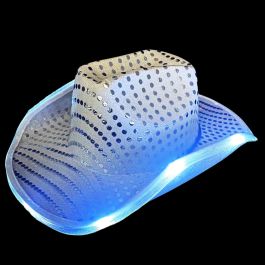 Cowboy Hoed Pailletten met licht incl Batterijen Zilver
