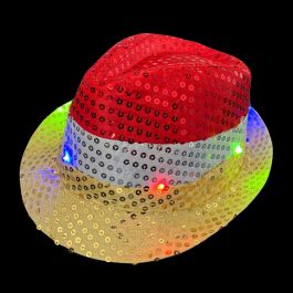 Spangles Hat Red/White/Yellow with light incl Batteries