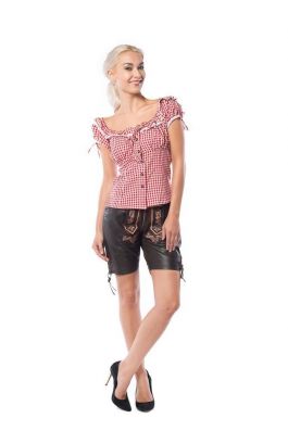Lederhose Carlota Kort Black/Red Wildbock - S/36