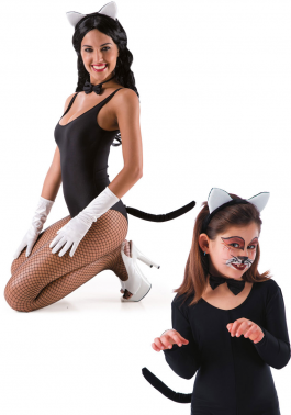 Cat set (headband with ears tail and bow)