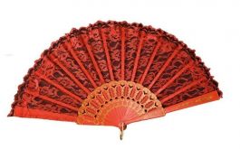 Waaier rood met decoratie