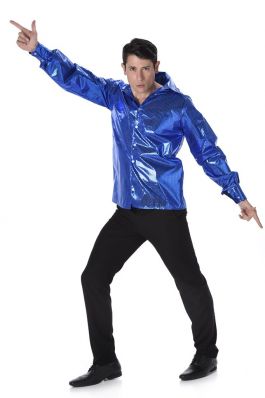 Blue Sequined Disco Shirt - M