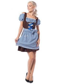 Dirndl Anne-Ruth Blauw/Bruin - 6XL/52