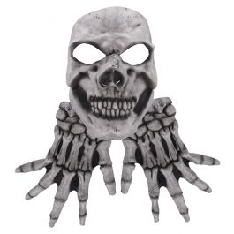 Face Mask with Hands - White Skull 