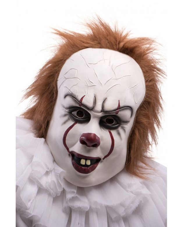Horror clown latex mask w/hair