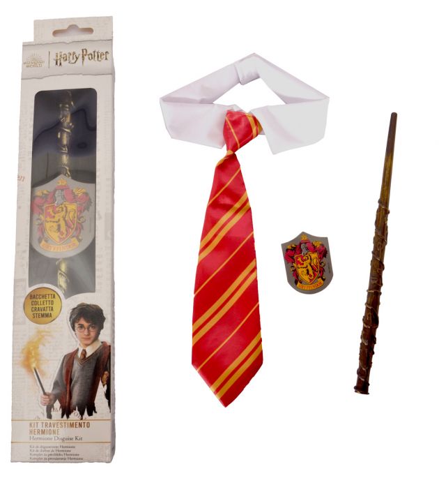 Hermione Wand With Clothesclip, Tie And Fake Shirt - One Size