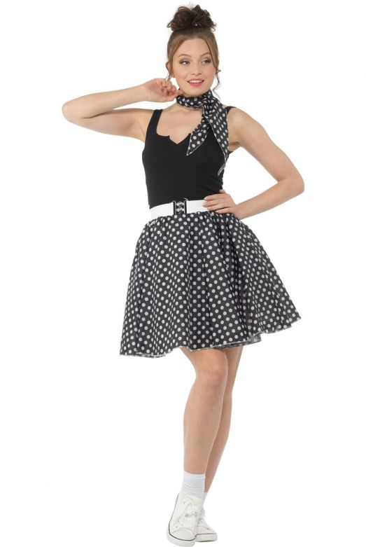 Black Polka Dot Skirt & Necktie