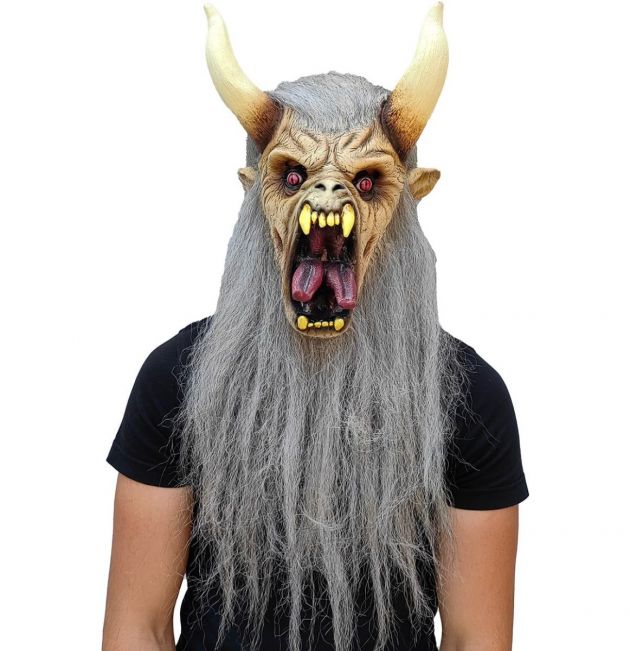 Headmask with Hair - Krampus White