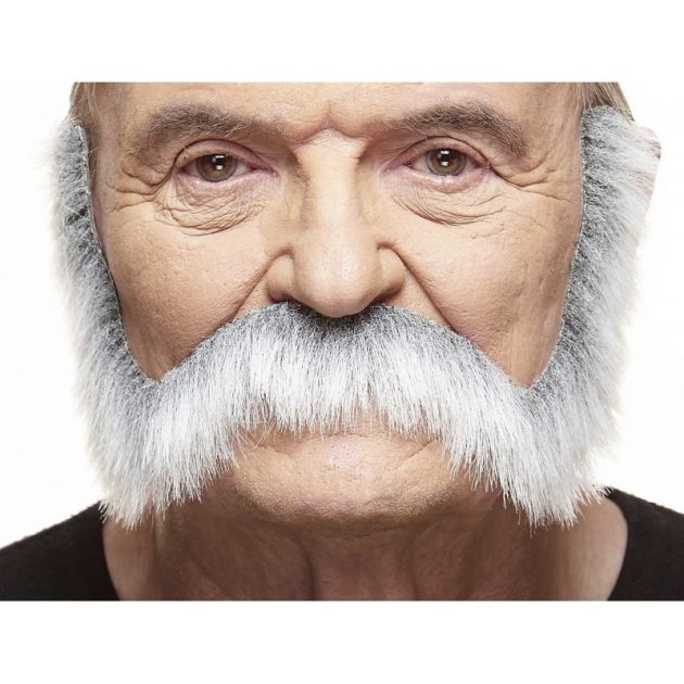 Mustache Grey/White - 6 Pack