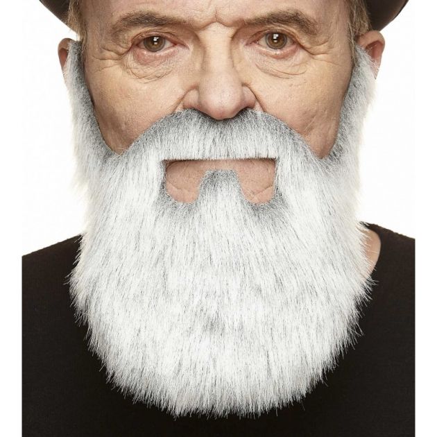Old Merchant Mustache & Beard Grey/White - 6 Pack