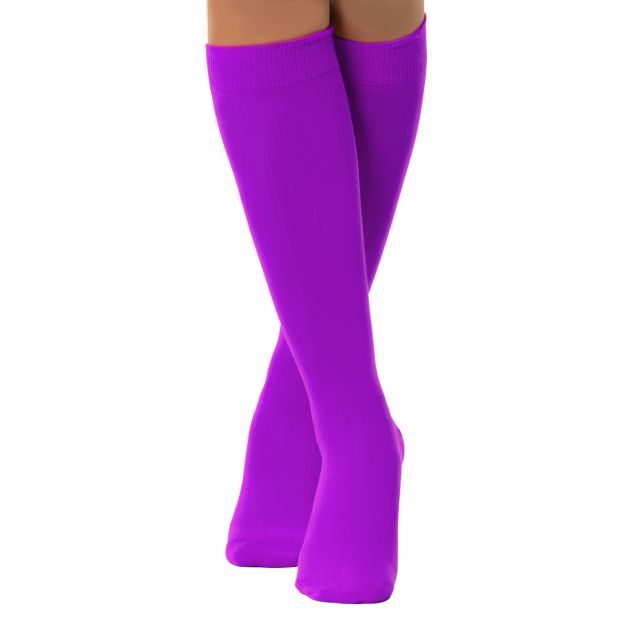 Knee Socks Purple - 6 Pairs - One-Size
