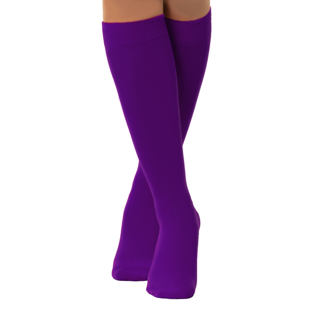 Knee Socks Purple - 6 Pairs - One-Size