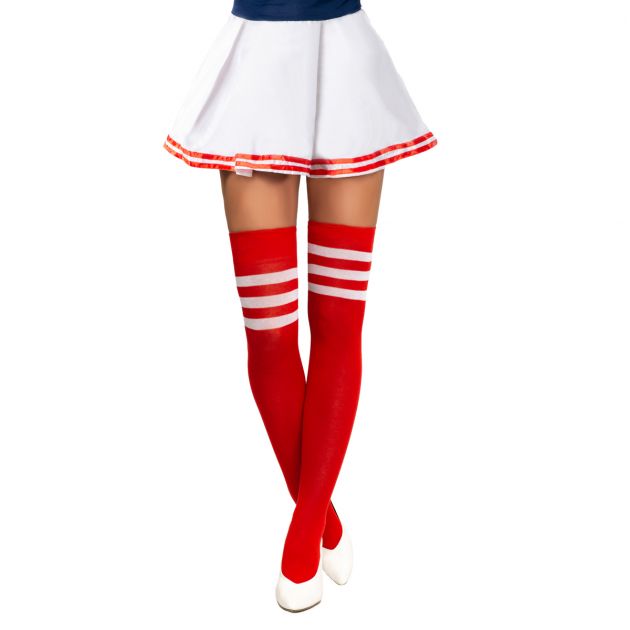 Cheerleader Knee Socks Red/White - 6 Pairs - One-Size