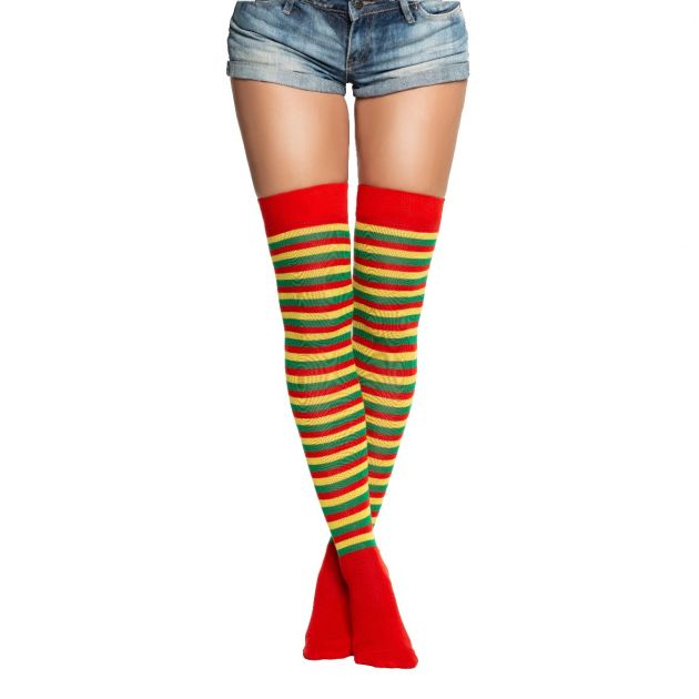 Over-Knee Sokken  Rood/Geel/Groen - 6 Paar - One-Size