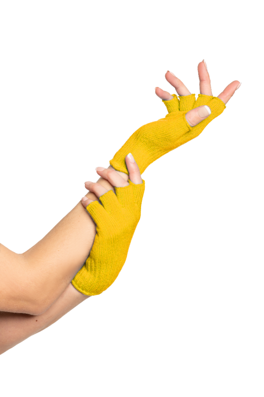 Fingerless Gloves Yellow - 6 Pairs - One-Size