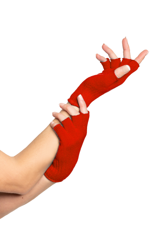 Fingerless Gloves Red - 6 Pairs - One-Size